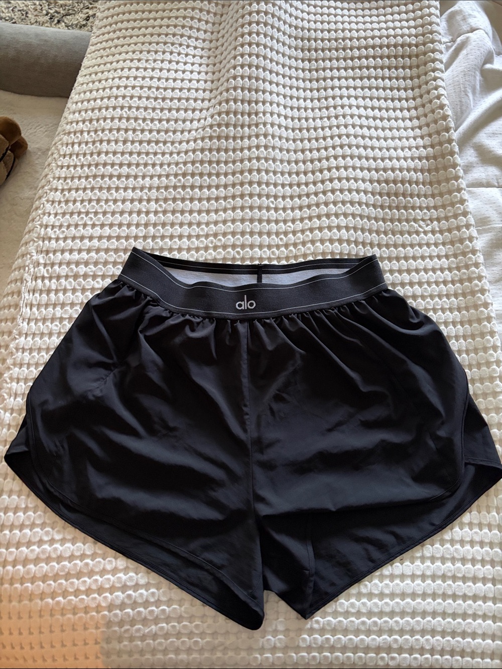 ALO Yoga Black Athletic Running Shorts with Elastic Waistband